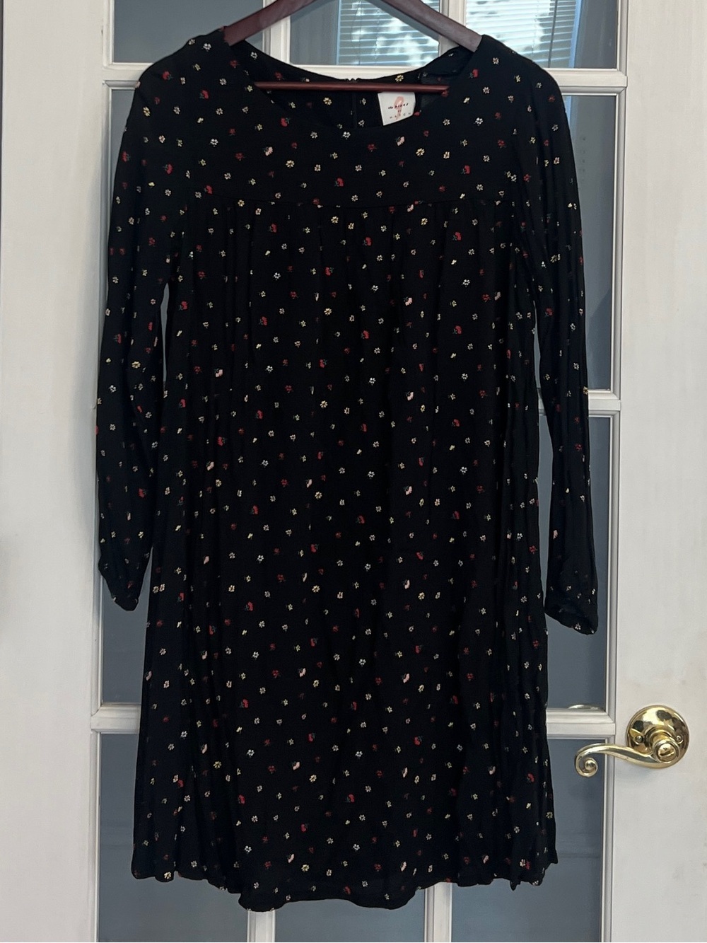 THE NINES by HATCH Women's Black Floral Print Long Sleeve Maternity Dress Size L